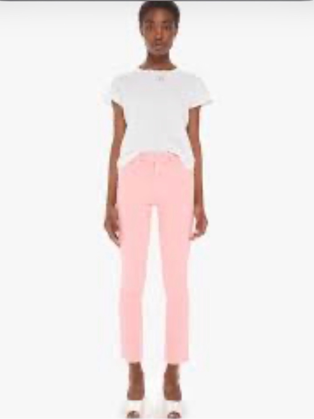 MOTHER Pink Ankle Crop Slim Jeans